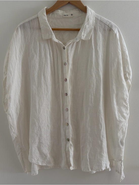 Grae Cove Tops - Grae Cove Women's Linen Oversized Boxy  Top Size XXL White Button Up Lagenlook